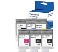 Woungzha Compatible PFI-102 PFI-104 Cartouches d'encre Remplacement Canon PFI-102 PFI-104 pour Canon iPF500, iPF510, iPF600, iPF605, iPF610, iPF700, iPF710, iPF720 Imprimante (6-Pack)