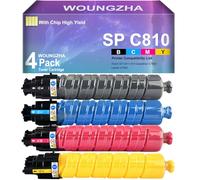 Woungzha Lot de 4 cartouches de toner compatibles SP C810 SP C811 pour Ricoh SP C811 810 Gestetner C7640 Lanier LP440