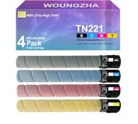 Woungzha Lot de 4 cartouches de toner de rechange pour imprimante Konica Minolta TN221 TN-221 à utiliser avec Konica Minolta Bizhub C227 C287 C7528 Imprimante