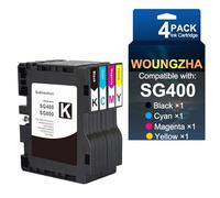 Woungzha Lot de 4 cartouches d'encre compatibles Sublimation Ink SG400 SG800 Printan Dink High Yield pour Sawgrass Virtuoso SG400 SG800 SG400NA/EU SG800NA RICOH SG3110 SG2100N SG3100