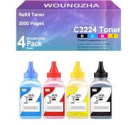 Woungzha Lot de 4 recharges de toner pour C3210K0 C3210C0 C3210M0 C3210Y0 - Recharge de toner pour Lex-Mark C3224dw C3326dw C3426dw MC3224adwe