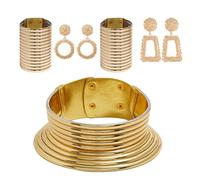 WOURRD Parure de bijoux élégante avec collier long et boucles d'oreilles style ethnique contemporain pour fêtes