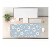 Woutay Tapis de souris de bureau, marguerites blanches, grand tapis de souris étendu