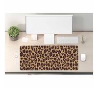 Woutay Tapis de souris de bureau, motif léopard marron, grand tapis de souris étendu