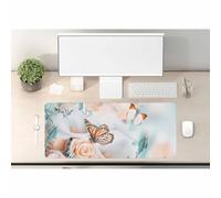 Woutay Tapis de souris de jeu, roses et lys calla papillon, surface douce et lisse avec base en caoutchouc antidérapant