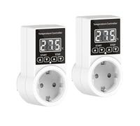 Wouueso Lot de 2 prises thermostatiques avec capteur, régulateur de température numérique, interrupteur de température étanche, prise européenne
