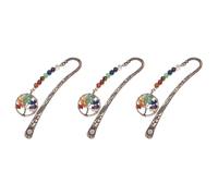 Wouueso Lot de 3 marque-pages en cristal chakra vintage en métal pour femmes, étudiants, enseignants, diplômes