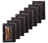 Wouueso Pochettes à Crayons, Pochette à Crayons en Tissu à Reliure à Fermeture éClair 3 Anneaux avec FenêTre Transparente pour Les Organisateurs de Classe D'éCole