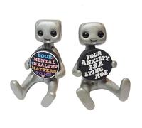 Wouueso Votre peur est une pioche mensonge, robots, petite figurine mignonne, santé mentale, résine, bureau, bureau à domicile, jouets pour enfants, cadeaux