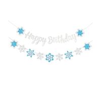 WOUYTPE 2 Pièces Decoration Anniversaire Reine des Neiges, Happy Birthday Decoration, Guirlande Anniversaire, Convient pour La Décoration des Fêtes d'anniversaire, Thème de La Glace