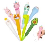 WOUYTPE 8 Pièce Adorables Stylos Anti-Stress, Stylo Squishy, Stylos de Décompression Multifonctions, Couleurs Vives, Peut être Utilisé Comme Stylo Neutre ou Comme Pince à Dézipper (Huit Modèles)