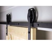 Wovar Système porte coulissante noir avec rails - Modèle à grandes roues complet 200 cm - Par set