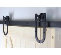 Wovar Système porte coulissante noir avec rails - Modèle en fer à cheval complet 200 cm - Par set