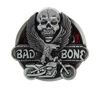 WOVEBIUS Bad to the Bone Skull Flying Eagle Boucle de ceinture en métal pour moto Cowboy