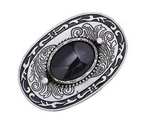 WOVEBIUS Boucle de ceinture de cowboy occidentale antique en cuir accessoire de ceinture en alliage pour ceintures, motif scout, Noir , 8.7 x 6cm