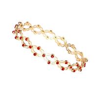 WOVEBIUS Bracelet réglable 2 en 1 avec anneau rétractable et pliable en strass - Bijoux de mode - Cadeau - Doré/rouge, doré/rouge, Golden/red crystals, Plastique, comme description