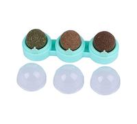 WOVEBIUS Lot de 3 balles d'herbe à chat interactives et légères pour chaton - Jouet pour chat mural - Base bleue - 3 en 1