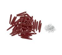 WOVEBIUS Lot de 50 tiges de fléchettes 2BA avec anneaux de protection Rouge 35 mm