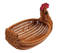 Woven Basket - 17x13x13cm Chicken Shape Imitation Rattan Organizer, Fruit Serving Display Basket,for Vegetables Potatoes Bread Crackers Chips Kitchen Counter Table Shelf Entryway Party Easter