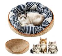 Woven Cat Bed Cotton Rope Nest System, Aesthetic Pet Sofa Pad Design, 13.77x13.77x5.11 inch Durable Comfort Build, Indoor Outdoor Use, Living Room Bedroom Window Floor Travel Cat Resting Bed