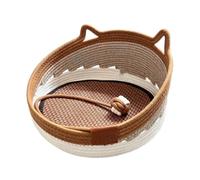 Woven Cat Bed - Handmade Oval Nest with Ears | 2-in-1 Sleeping & Scratching