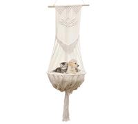 Woven Cat Beds, Macrame Pet Hammock, Kitten Hammock Bed, Space-Saving Swing Bed, Hand-Woven Bohemia Cat Bed - Soft Cotton Rope Bed, Decorative Cat Hammock for Sleeping, Playing, Resting, Napping