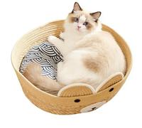Woven Cat House, Washable Pet Sleeping Nest, 18 inches Indoor Cat Bed with Breathable Feature, Handwoven Rattan Pet Shelter, Cats House with Basket Style, Puppy Kitten for Porch Balcony