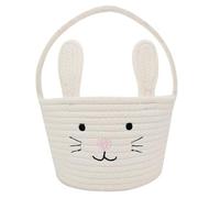 Woven Easter Basket, Rope Egg Basket, 12.01x8.98x7.87 Inches Goodie Bag with Rabbit Ears Design, Kids Gift Baskets, Holiday Decor with Three-Dimensional Style, Party Favor for Boys and Girls