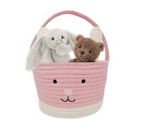 Woven Easter Basket, Rope Egg Basket, 12.01x8.98x7.87 Inches Goodie Bag with Rabbit Ears Design, Kids Gift Baskets, Holiday Decor with Three-Dimensional Style, Party Favor for Boys and Girls