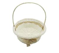 Woven Flower Girl Basket, Rattan Hand Basket, 20cm Vintage Wedding with Woven Design, Soft Handle with Natural Finish, Garden Decor Use for Ceremony or Picnic