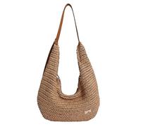 Woven Hobo Bag for Women Large Capacity Lightweight Adjustable Strap | Straw Crescent Crossbody Slouchy Beach Style Knitted Vacation Purse for Seaside and Commuting