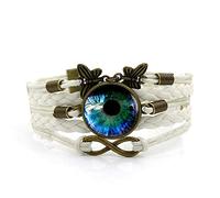 Woven Men,Beautiful Psychedelic Eyes on White Rope,Time Gemstone Multi-Layer Hand-Woven Glass Combination Jewelry Ladies Fashion European and American Jewelry