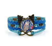 Woven Men,Blue Rope Beautiful Owl Animal,Time Gemstone Multi-Layer Hand-Woven Glass Combination Jewelry Ladies Fashion European and American Jewelry