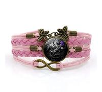 Woven Men,Pink Rope Fierce Gray Western Dragon Animal,Time Gemstone Multi-Layer Hand-Woven Glass Combination Jewelry Ladies Fashion European and American Jewelry