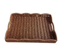 Woven Platter, Imitation Rattan Serving Dish, Farmhouse Dining Table Decor for Drinks, Friendly Material Plate, Serving Accessory with Raised Edge, Home Use for Living Room Bedroom