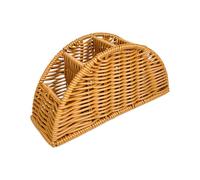 Woven Remote Control Holder - 4-Compartment Imitation Rattan Desk Organizer | TV Remote Storage Basket , For Home Office Studio Study Room Living Room Bedroom Coffee Table Nightstand Side Table Desk