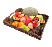 Woven Serving Tray | Imitation Rattan Sofa Decoration,Home Decor Storage Basket - for Remote Control Book Breakfast Living Room Bedroom Coffee Table Sofa Outdoor Patio Camping Picnic