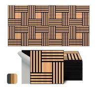 WoveN SounD Artisan Lot de 16 panneaux muraux acoustiques, chêne naturel, 30,5 x 30,5 cm, placage bois, adhésif, amortissement sonore, décoration murale d'intérieur, maison, studio