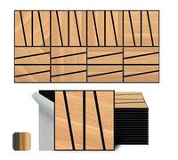 WoveN SounD Artisan Lot de 16 panneaux muraux acoustiques, chêne naturel, 30,5 x 30,5 cm, prisme coupé, adhésif, amortissement sonore, décoration murale d'intérieur, maison, studio