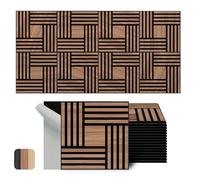 WoveN SounD Artisan Lot de 16 panneaux muraux acoustiques, noyer - 30,5 x 30,5 cm - Placage en bois - Adhésif - Absorption acoustique - Insonorisation - Décoration murale d'intérieur - Maison - Studio