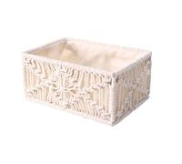 Woven Storage Baskets - Water Hyacinth Wicker Bins, Natural Handcrafted Rectangular Organizers with Integrated Handles, Decorative Boho Texture, Ideal for Bathroom Countertop Shelves