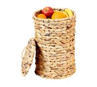 Woven Trash Can - Gourd Grass Rustic Home Decor, Decorative Garbage Can with Lid, Eco-Friendly Design for Kitchen Bedroom Bathroom Living Room, Farmhouse Indoor Waste Basket