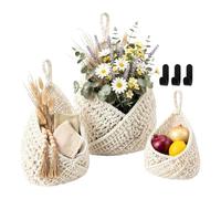 Woven Wall Baskets - Three Sizes Woven Boho Teardrop Storage Organizer
