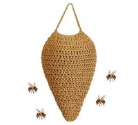Woven Wasp Nest, Faux Hornet Nest, Realistic Artificial Deter, Hangable Outdoor Decoration, Durable Porch and Garden Ornament, Ideal for Eaves, Orchard, Yard Use, 14.17x7.87 inches