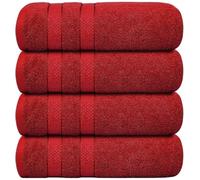 WovenWonder Lot de 4 serviettes de bain Jumbo 75 cm x 150 cm 100 % coton égyptien à séchage rapide, 500 g/m², très absorbantes, douces au toucher, parfaites pour un usage quotidien, taille XL, rouge