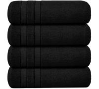WovenWonder Lot de 4 serviettes de bain Jumbo 75 cm x 150 cm, 100 % coton égyptien, séchage rapide, 500 g/m², très absorbantes, douces au toucher, parfaites pour un usage quotidien (noir)