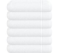 WovenWonder Lot de 6 serviettes de toilette de luxe de 800 g/m², 100 % coton égyptien, super douces au toucher, de qualité hôtelière, pour salle de sport, spa, salon (blanc)