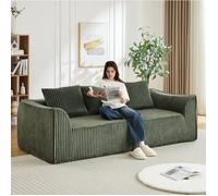 WOVREO canapé modulable droit 4 places 235,5 cm en velours côtelé vert avec 2 coussins