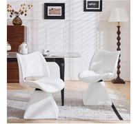 WOVREO Chaise pivotante blanche en simili cuir, dossier haut ajouré, base pyramide inversée