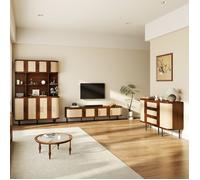 WOVREO Ensemble meubles salon et salle à manger, meuble TV, buffet et meuble haut, MDF décor noyer